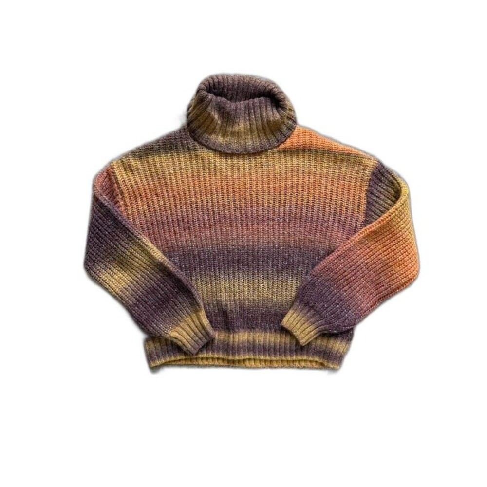 Old Navy Womens Ombre Chunky Knit Turtleneck Sweater Size Small Wool Blend Fall